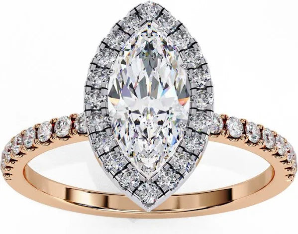 Marquise Cut Lab Diamond Halo Engagement Ring