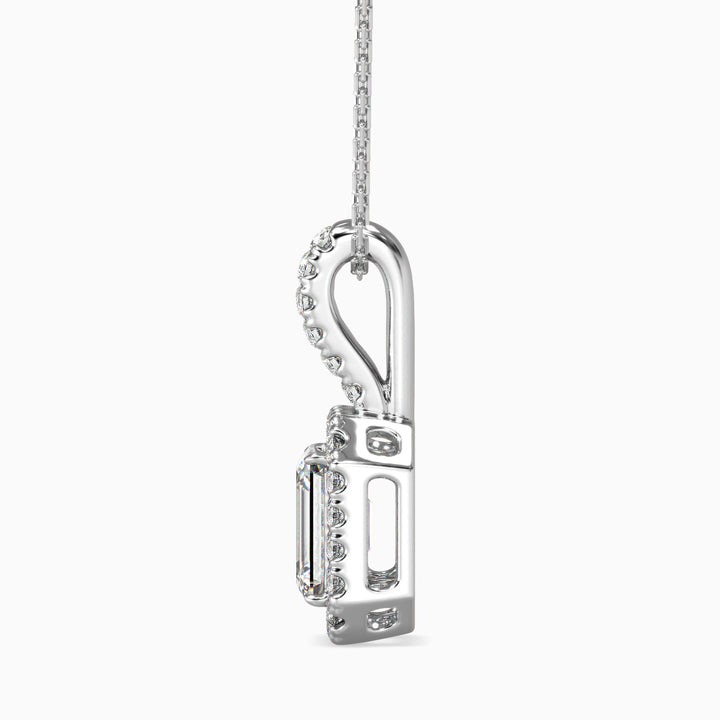 Silver pendant necklace on a white background